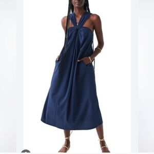 Faherty $198 Bay Twist Seersucker Midi Dress NWOT